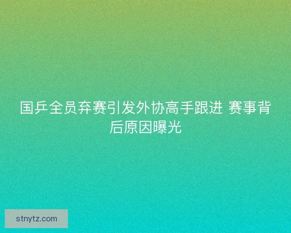 国乒全员弃赛引发外协高手跟进 赛事背后原因曝光